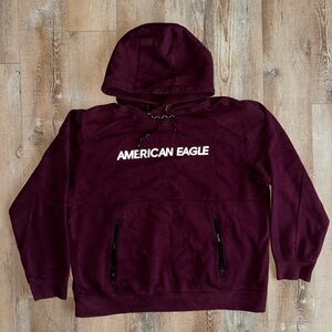 Burgundy American Eagle Hoodie Reflective